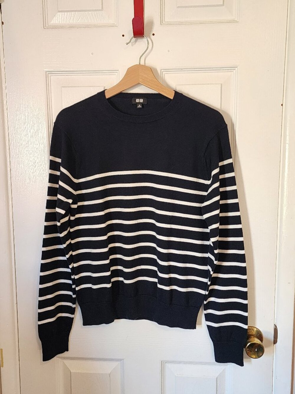 UNIQLO Navy White Striped Crewneck Knit Sweater Women's Size S